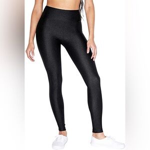 American Apparel High Waist Lamè Shiny Leggings - Black